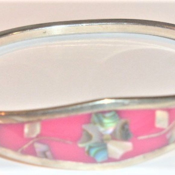 14gr Vintage Alpaca Mexico .925 STERLING BRACELET Silver Bracelet Bangle - Picture 1 of 8